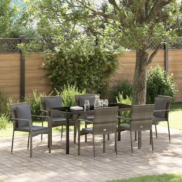 Have Spisebordssæt med pude 7 pcs Grå polyrattan