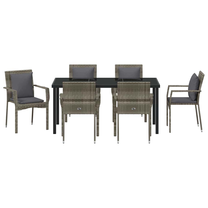 Have Spisebordssæt med pude 7 pcs Grå polyrattan