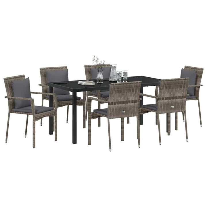 Have Spisebordssæt med pude 7 pcs Grå polyrattan