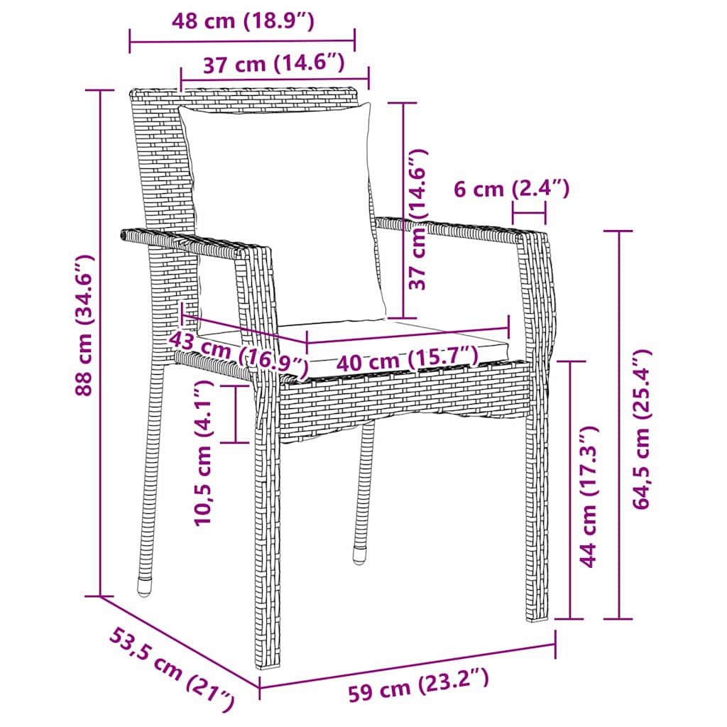 Have Spisebordssæt med pude 7 pcs Grå polyrattan