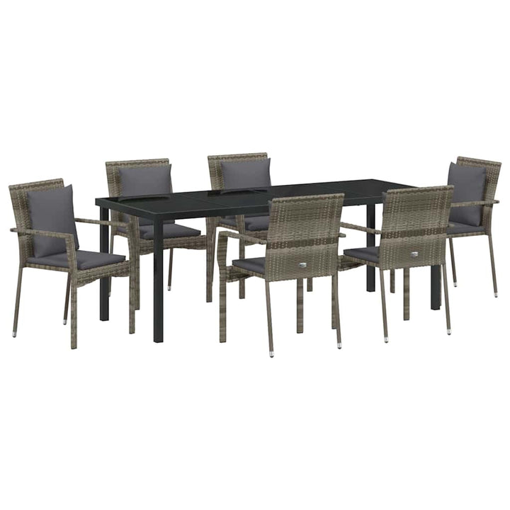 Have Spisebordssæt med pude 7 pcs Grå polyrattan
