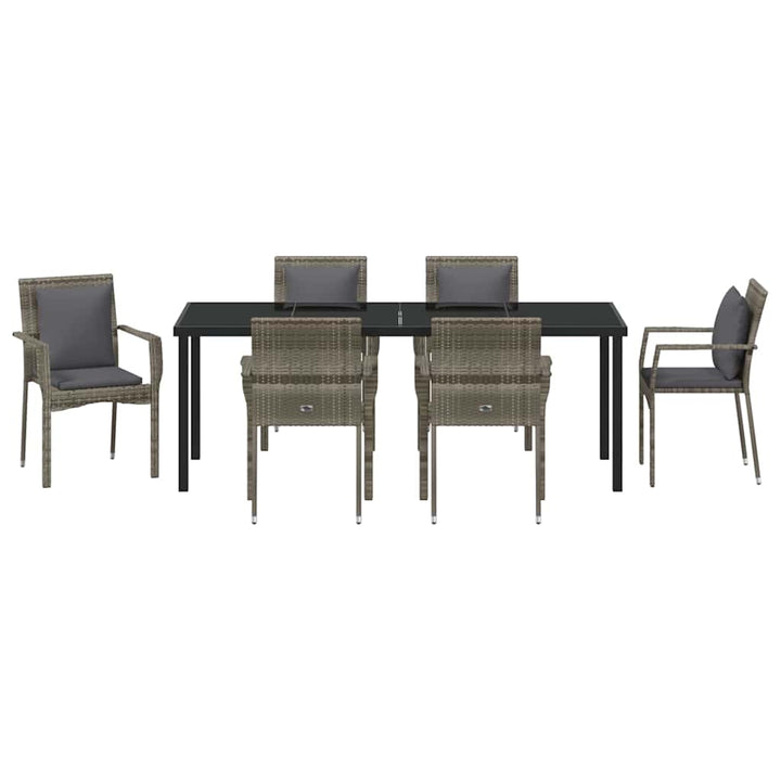 Have Spisebordssæt med pude 7 pcs Grå polyrattan