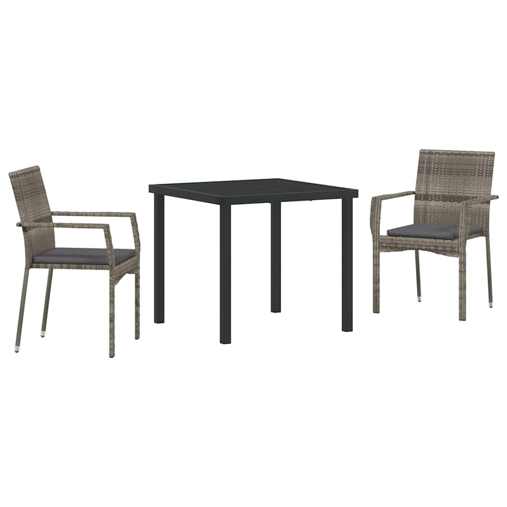 Have Spisebordssæt med pude 3 pcs Grå polyrattan