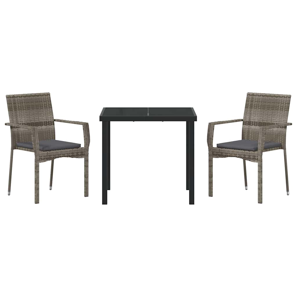 Have Spisebordssæt med pude 3 pcs Grå polyrattan