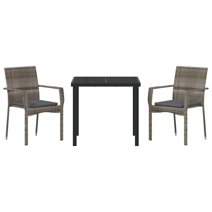 Have Spisebordssæt med pude 3 pcs Grå polyrattan