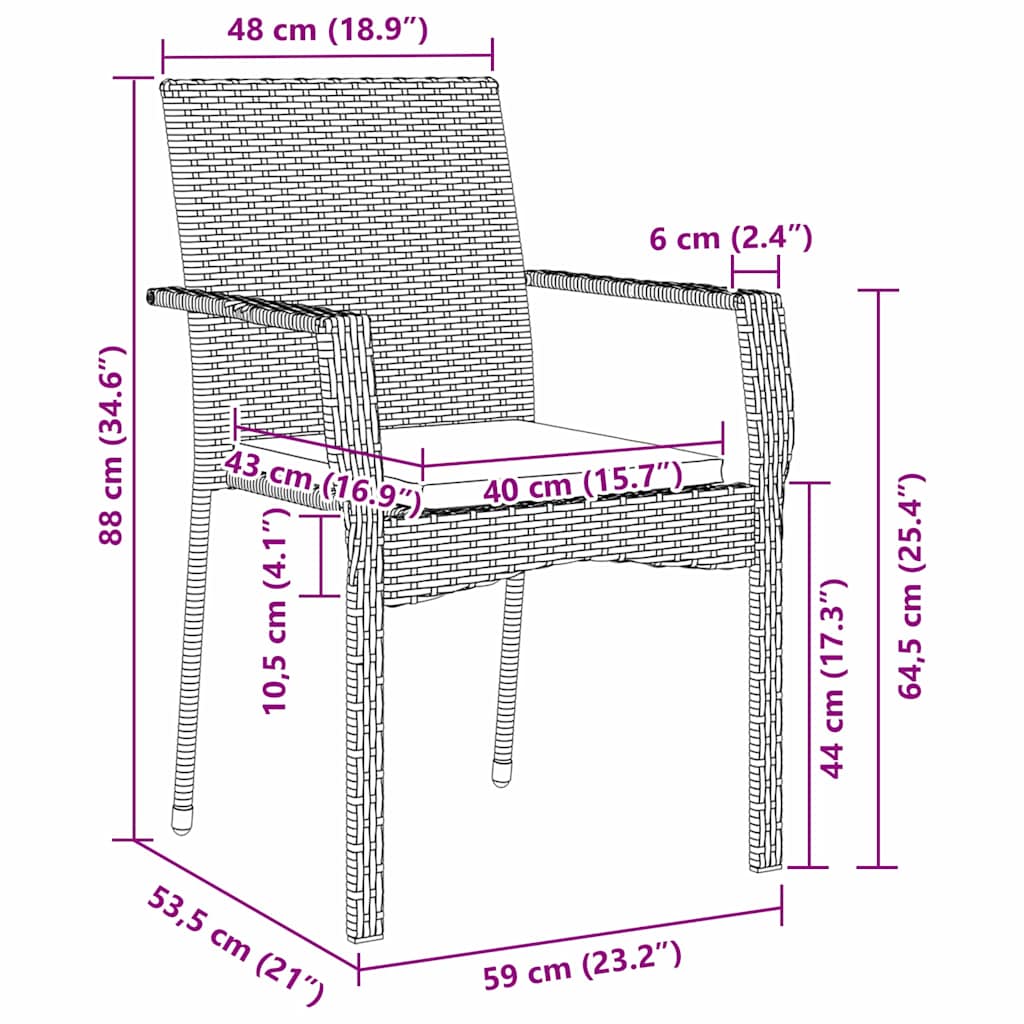 Have Spisebordssæt med pude 3 pcs Grå polyrattan