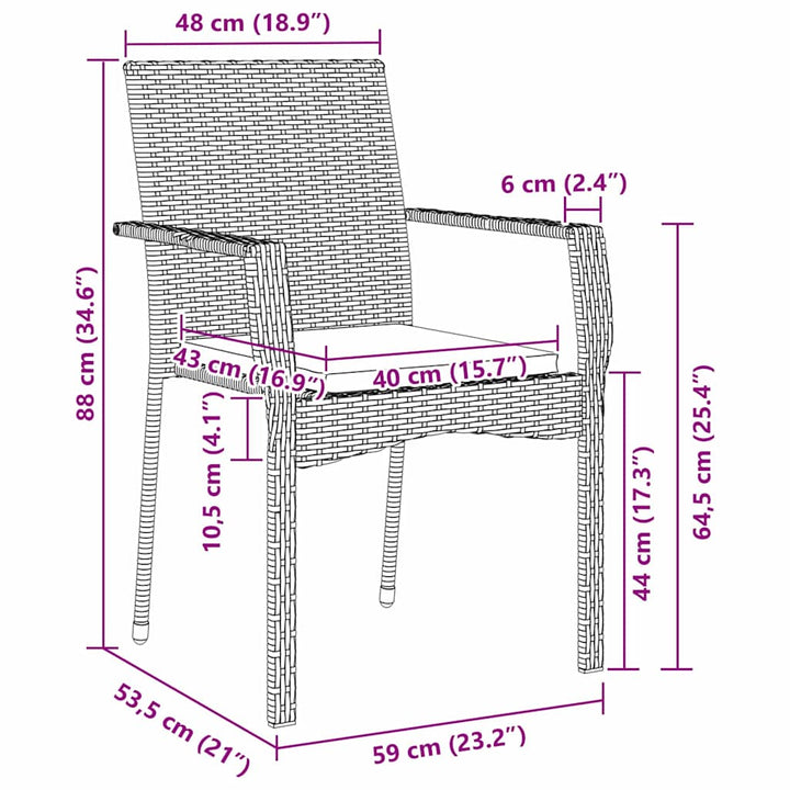 Have Spisebordssæt med pude 3 pcs Grå polyrattan
