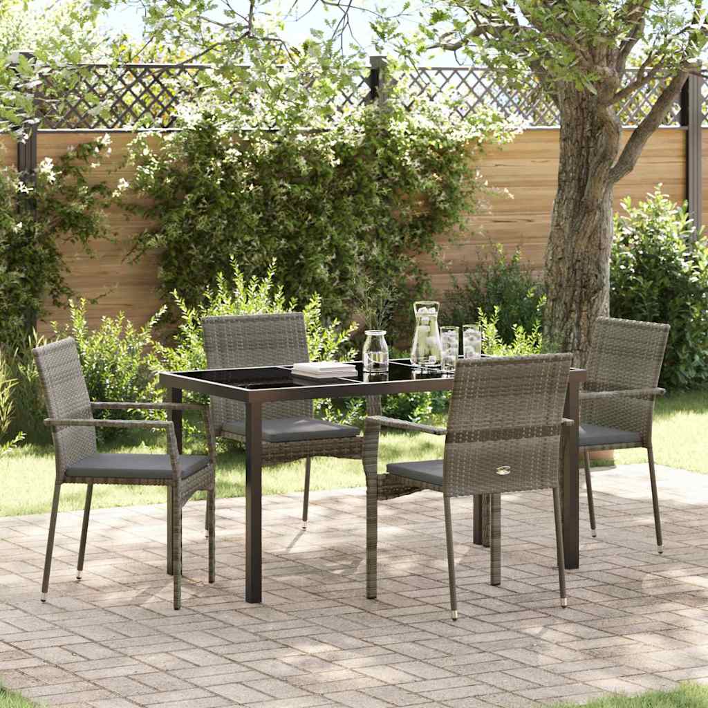 Have Spisebordssæt med pude 5 pcs Grå polyrattan