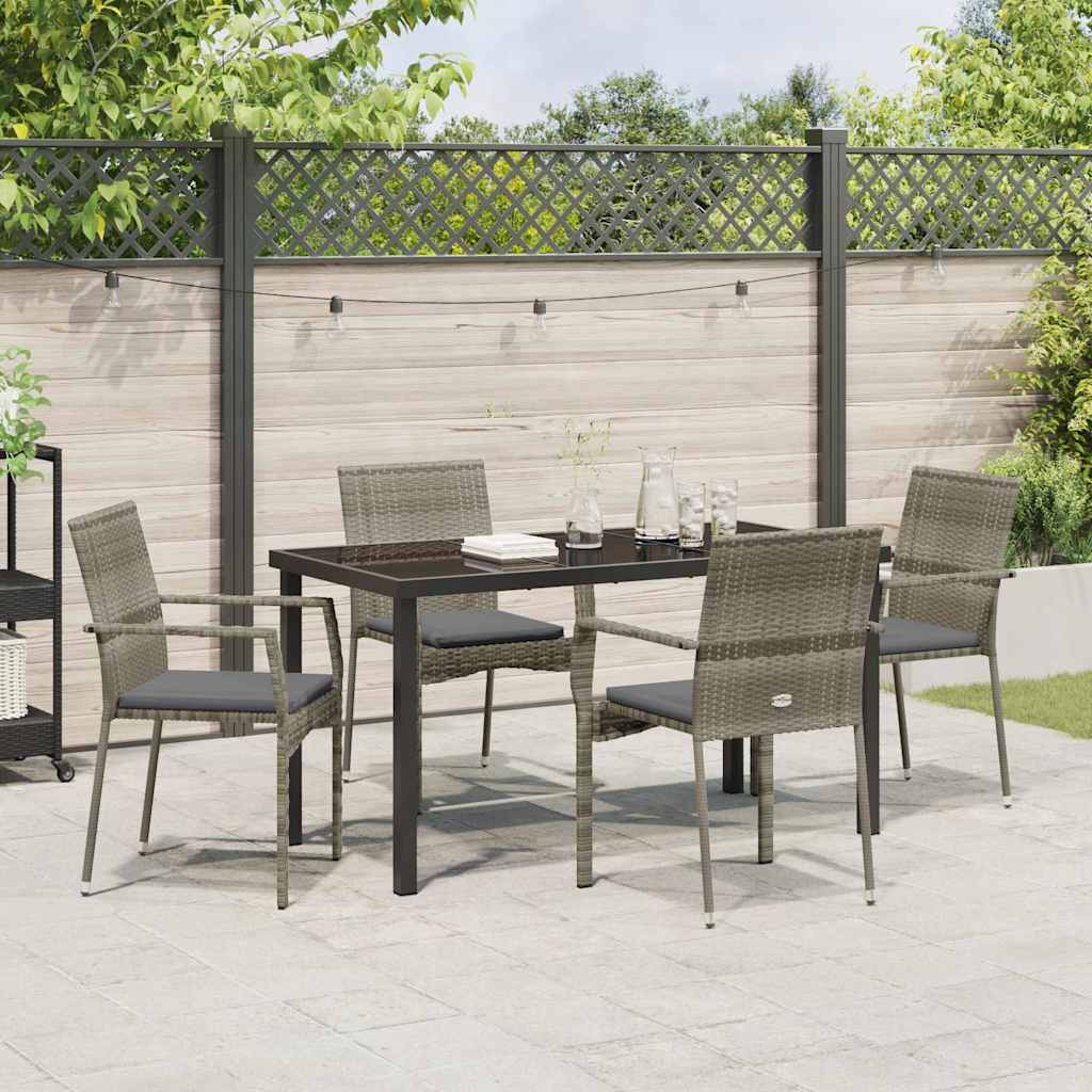 Have Spisebordssæt med pude 5 pcs Grå polyrattan