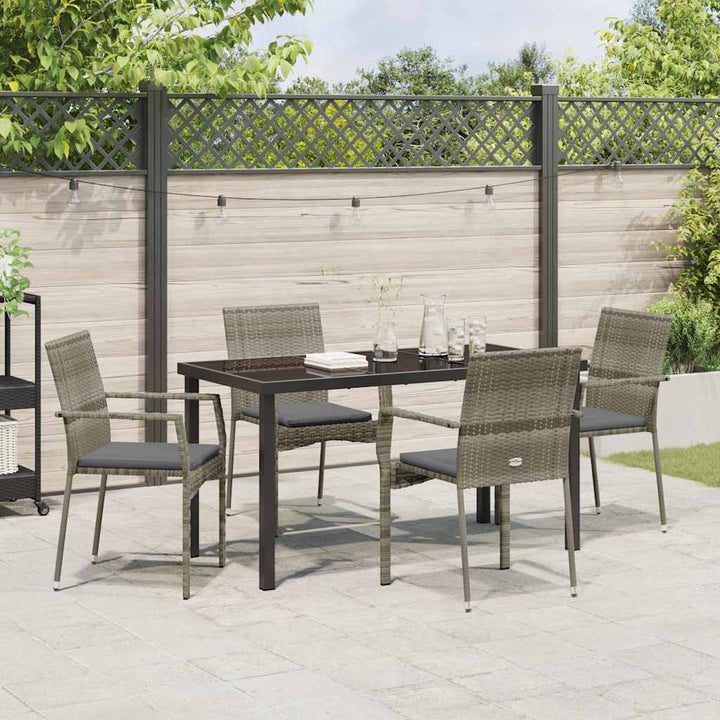 Have Spisebordssæt med pude 5 pcs Grå polyrattan