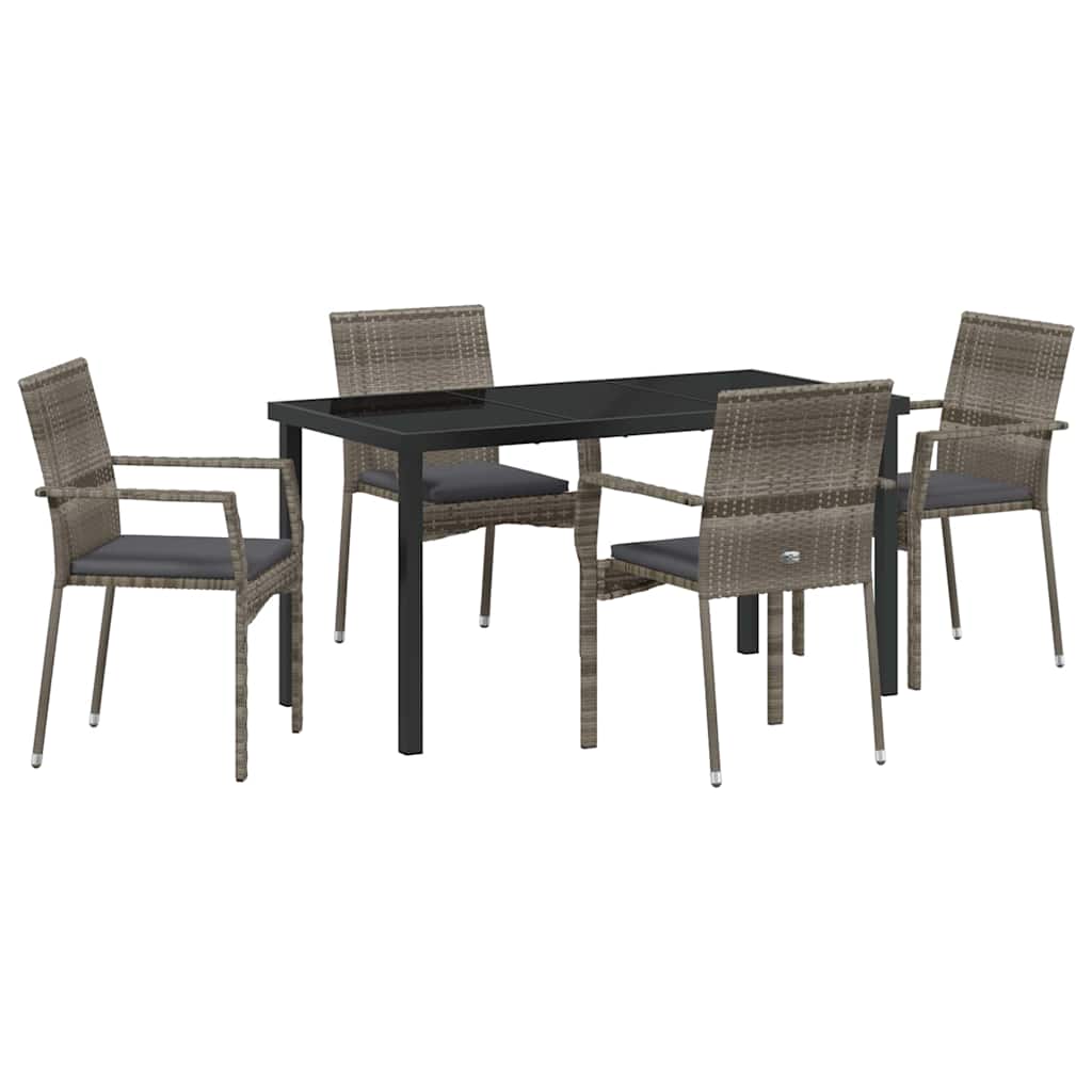 Have Spisebordssæt med pude 5 pcs Grå polyrattan