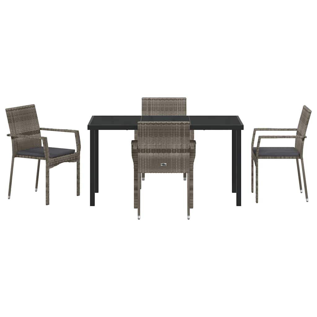Have Spisebordssæt med pude 5 pcs Grå polyrattan