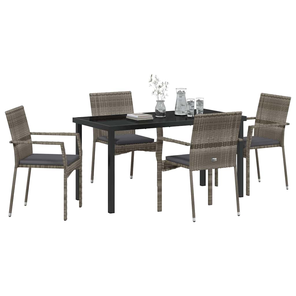 Have Spisebordssæt med pude 5 pcs Grå polyrattan