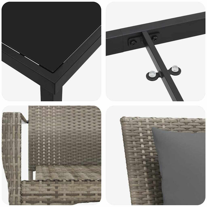Have Spisebordssæt med pude 5 pcs Grå polyrattan