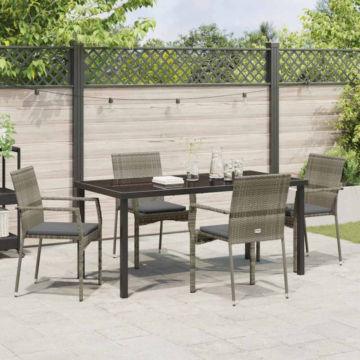 Have Spisebordssæt med pude 5 pcs Grå polyrattan