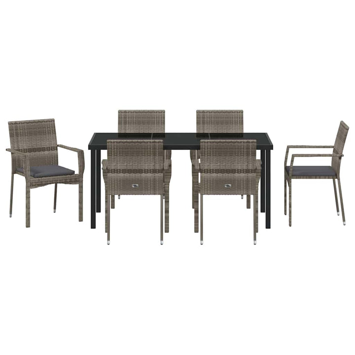 Have Spisebordssæt med pude 7 pcs Grå polyrattan