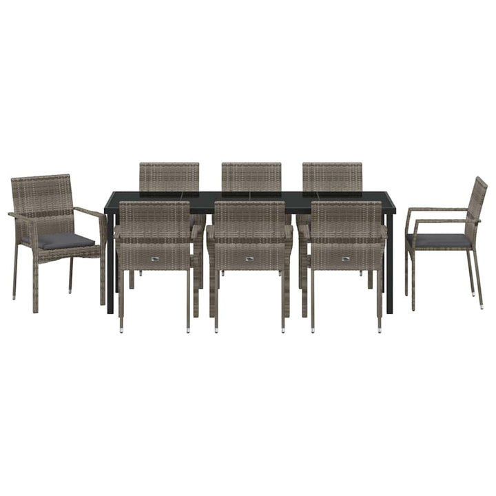 Have Spisebordssæt med pude 9 pcs Grå polyrattan