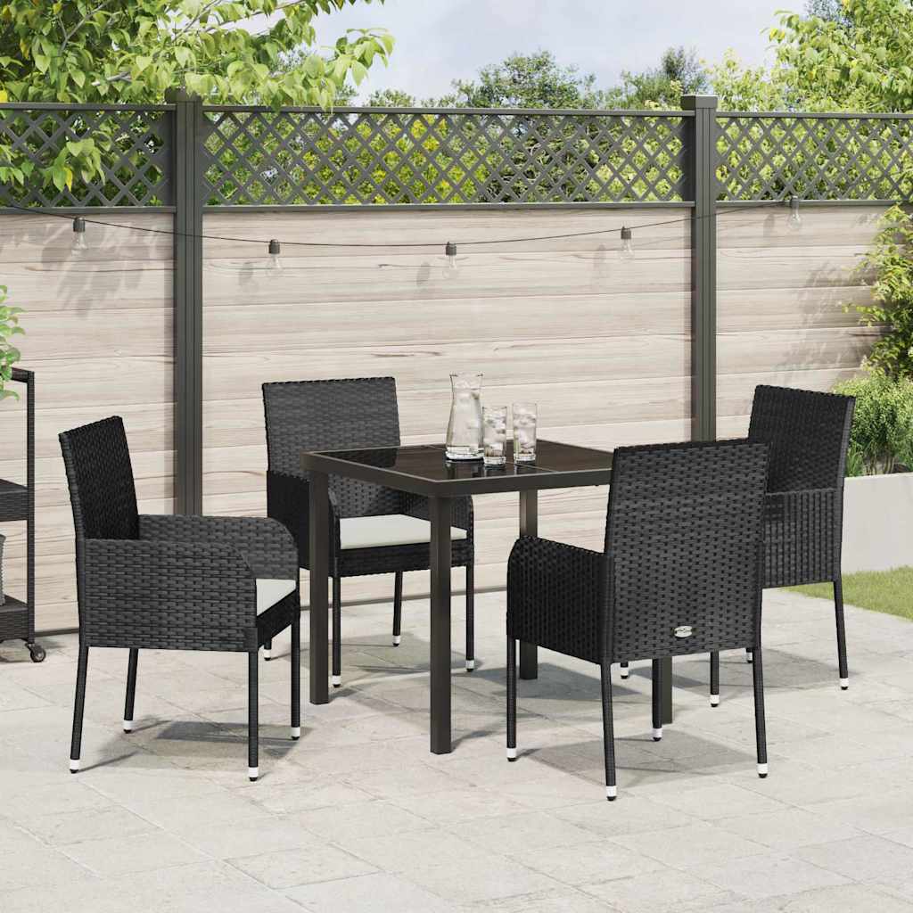 Have Spisebordssæt med pude 5 pcs Sort polyrattan