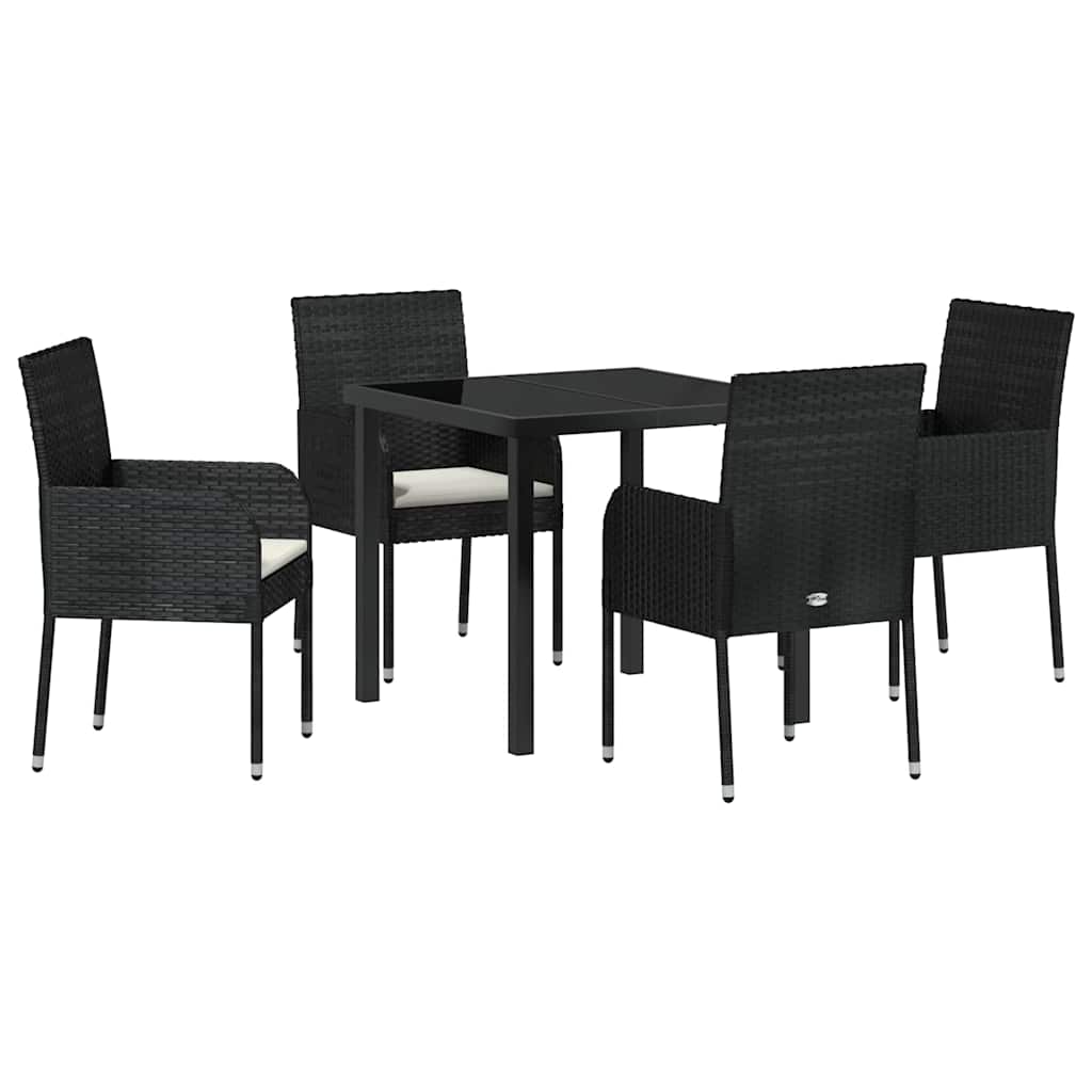 Have Spisebordssæt med pude 5 pcs Sort polyrattan