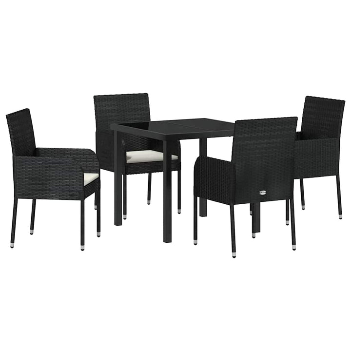 Have Spisebordssæt med pude 5 pcs Sort polyrattan
