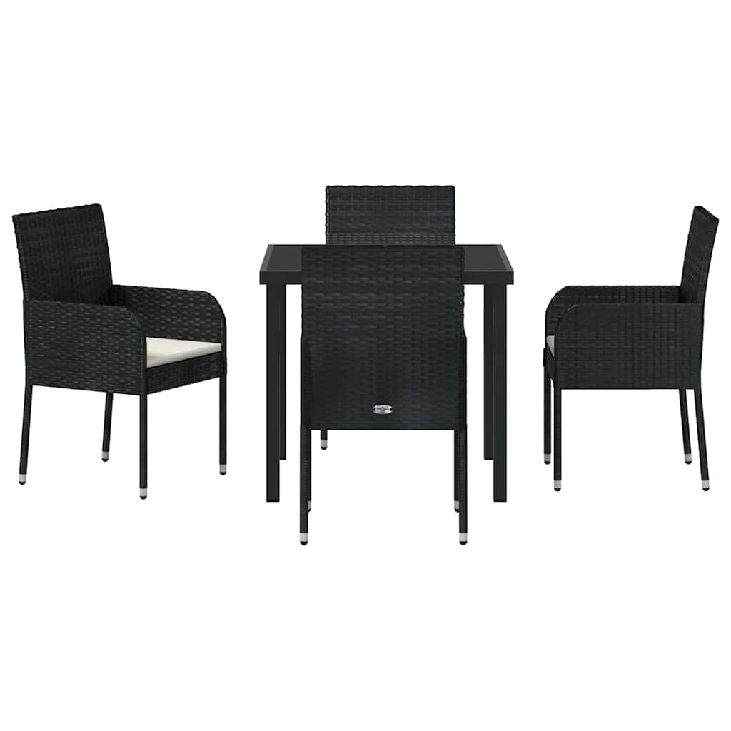 Have Spisebordssæt med pude 5 pcs Sort polyrattan
