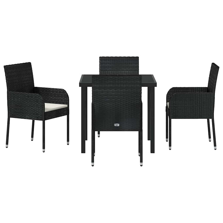 Have Spisebordssæt med pude 5 pcs Sort polyrattan