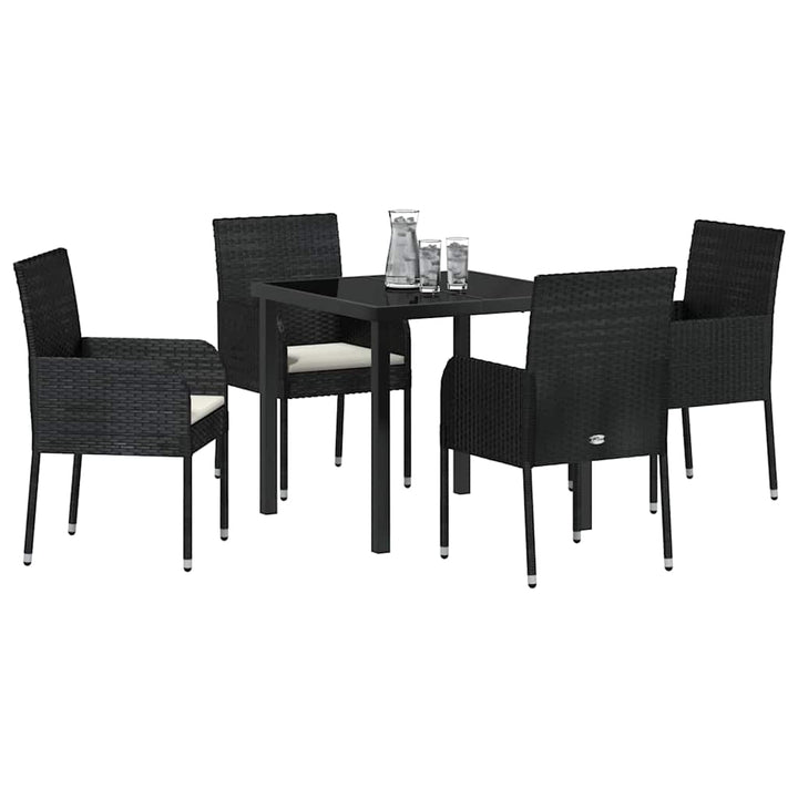 Have Spisebordssæt med pude 5 pcs Sort polyrattan