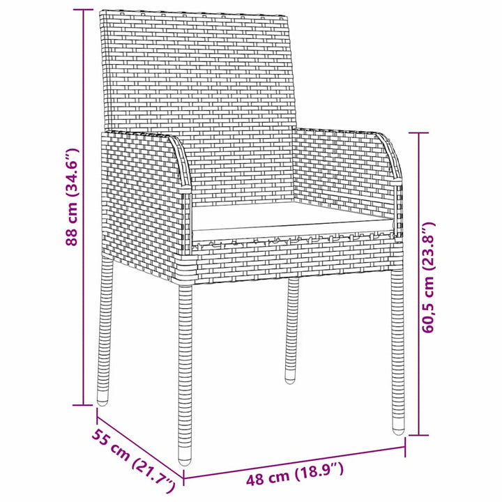 Have Spisebordssæt med pude 5 pcs Sort polyrattan
