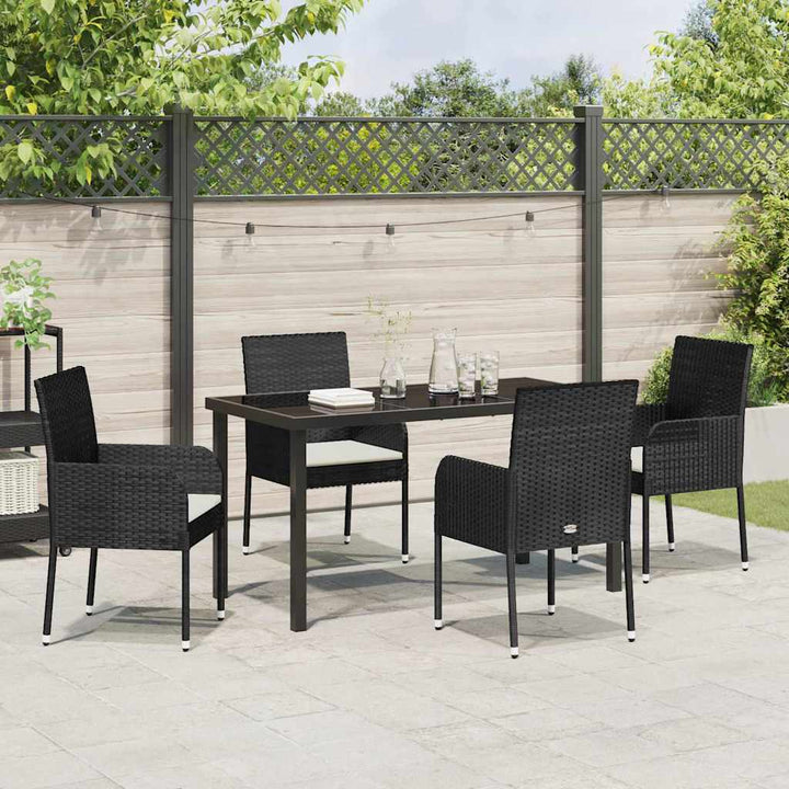Have Spisebordssæt med pude 5 pcs Sort polyrattan