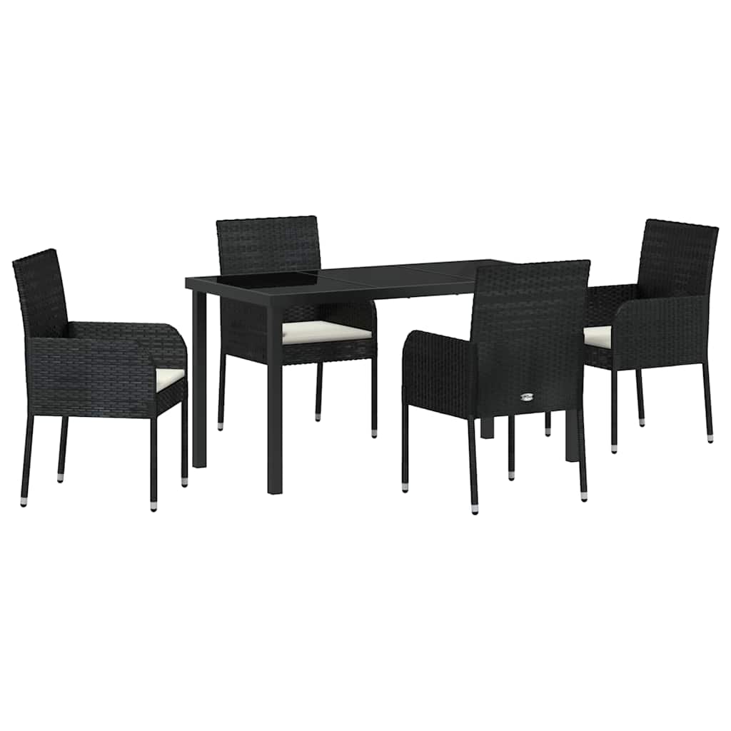 Have Spisebordssæt med pude 5 pcs Sort polyrattan