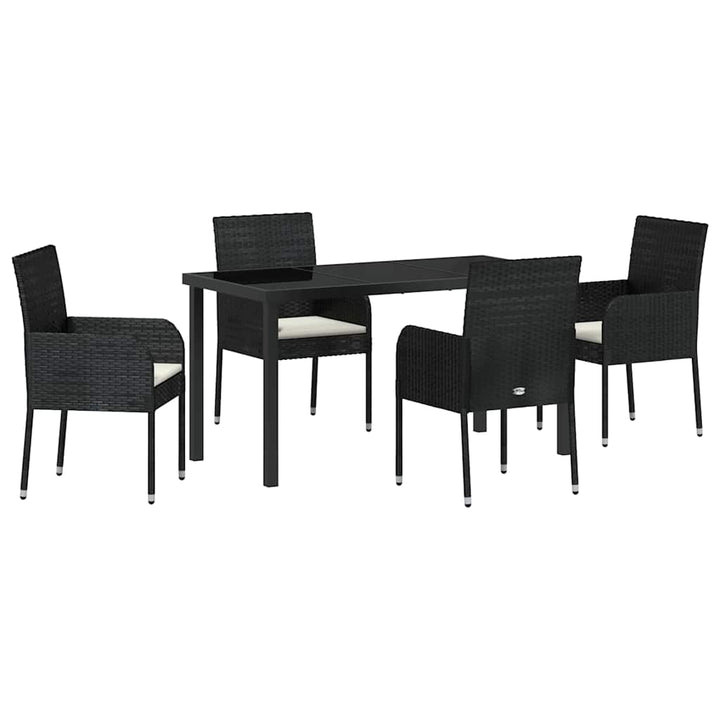 Have Spisebordssæt med pude 5 pcs Sort polyrattan