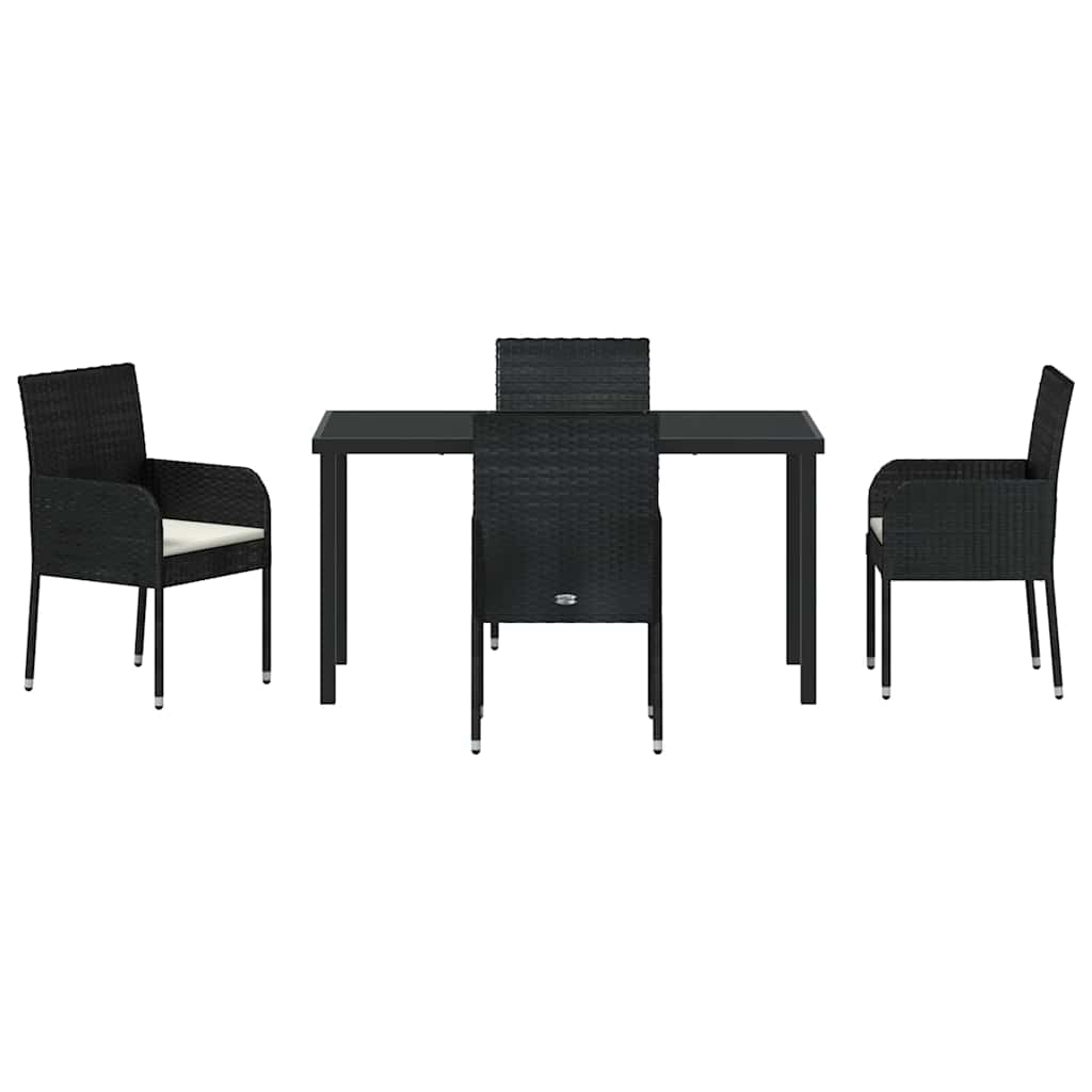 Have Spisebordssæt med pude 5 pcs Sort polyrattan