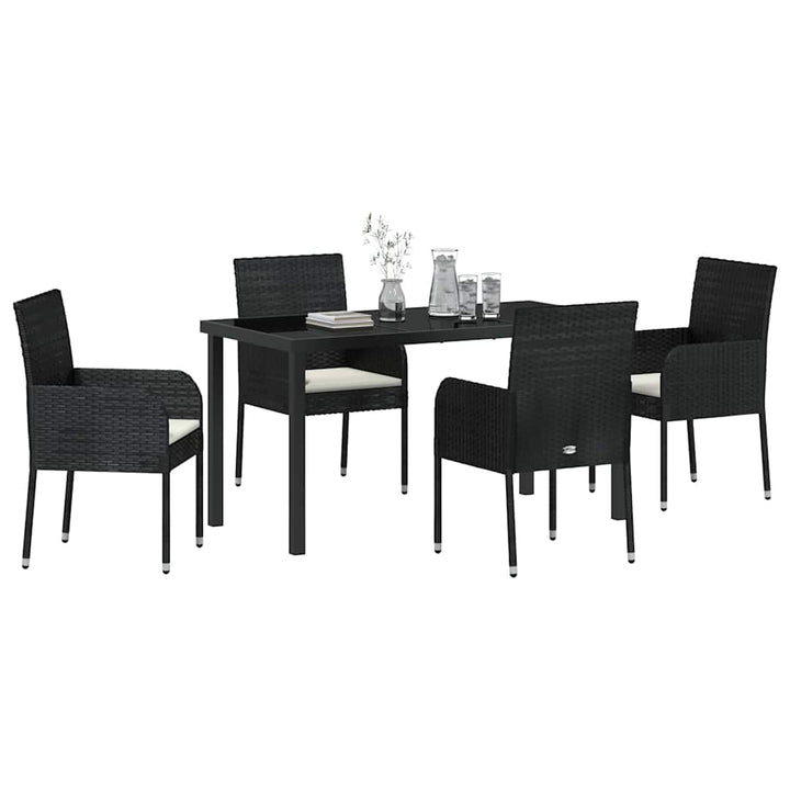 Have Spisebordssæt med pude 5 pcs Sort polyrattan