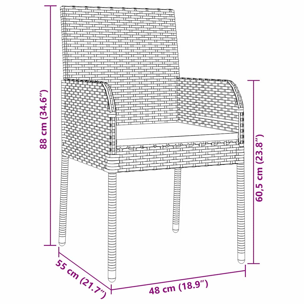 Have Spisebordssæt med pude 5 pcs Sort polyrattan