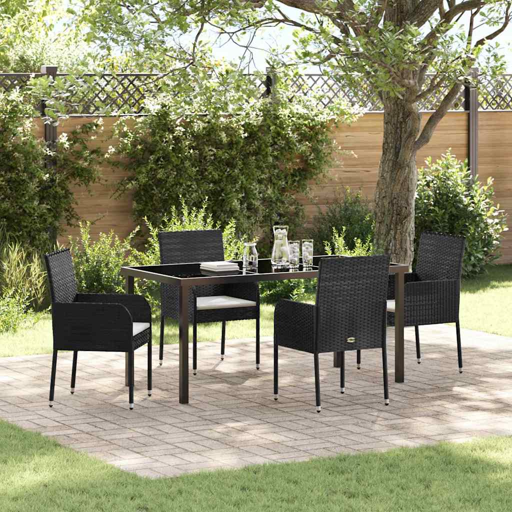 Have Spisebordssæt med pude 5 pcs Sort polyrattan