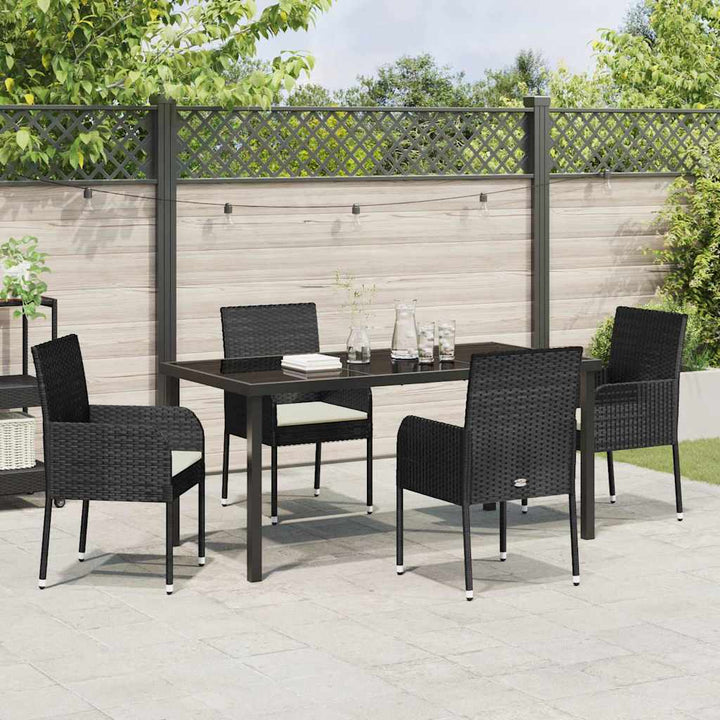 Have Spisebordssæt med pude 5 pcs Sort polyrattan
