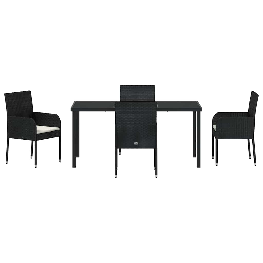 Have Spisebordssæt med pude 5 pcs Sort polyrattan