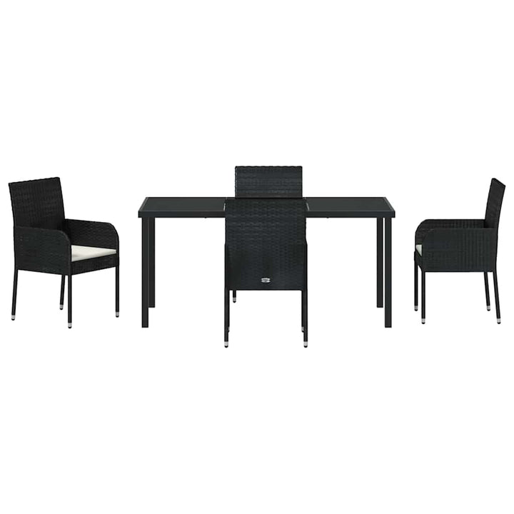 Have Spisebordssæt med pude 5 pcs Sort polyrattan