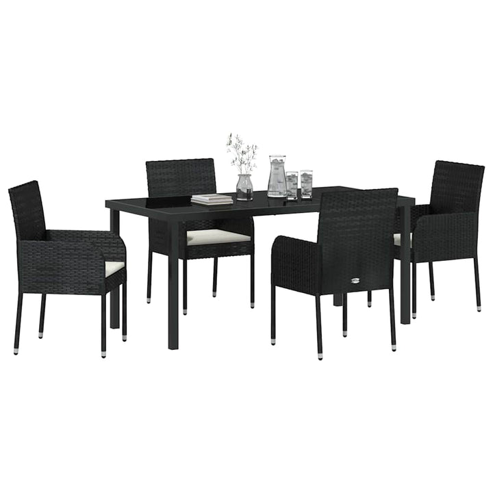 Have Spisebordssæt med pude 5 pcs Sort polyrattan