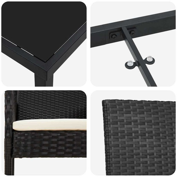 Have Spisebordssæt med pude 9 pcs Sort polyrattan