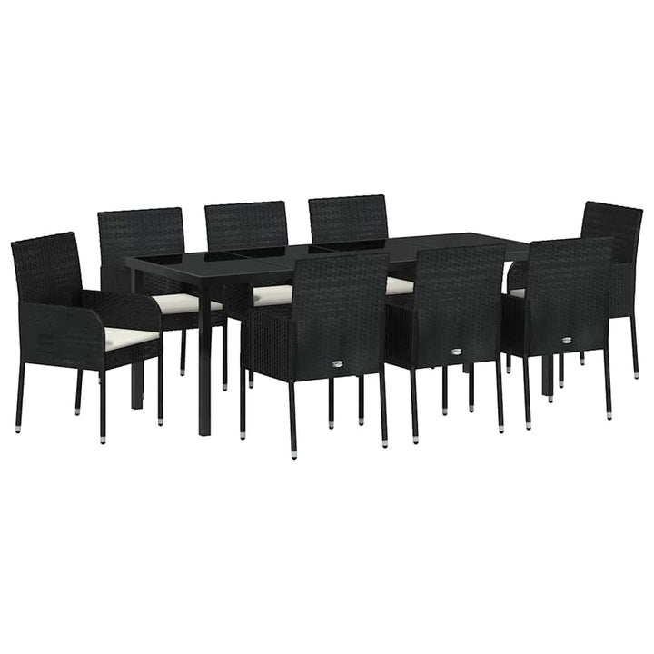 Have Spisebordssæt med pude 9 pcs Sort polyrattan
