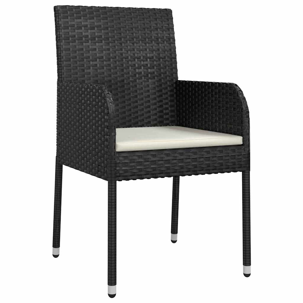 Have Spisebordssæt med pude 9 pcs Sort polyrattan