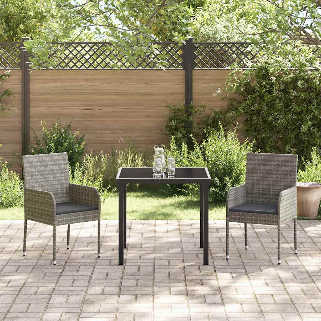 Have Spisebordssæt med pude 3 pcs Grå polyrattan