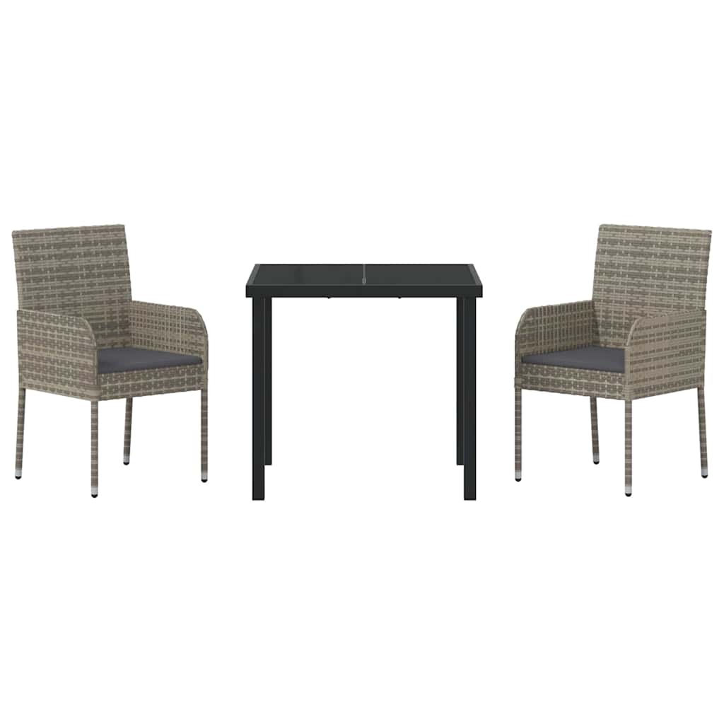 Have Spisebordssæt med pude 3 pcs Grå polyrattan