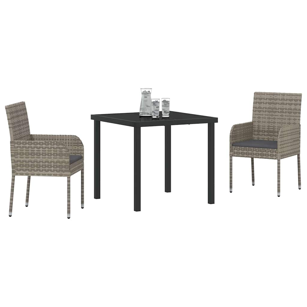 Have Spisebordssæt med pude 3 pcs Grå polyrattan