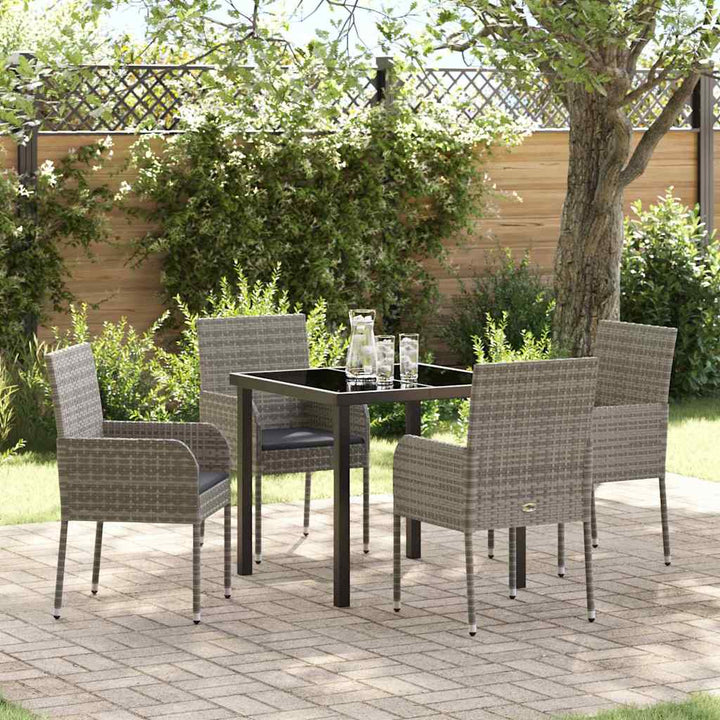 Have Spisebordssæt med pude 5 pcs Grå polyrattan