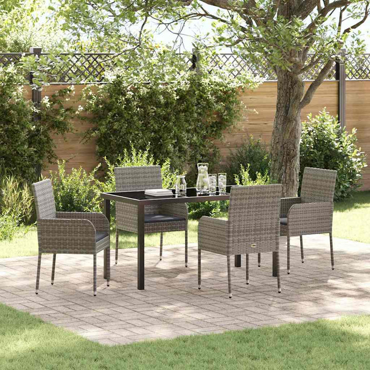 Have Spisebordssæt med pude 5 pcs Grå polyrattan