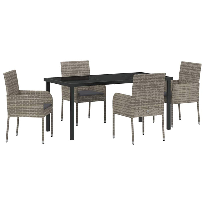 Have Spisebordssæt med pude 5 pcs Grå polyrattan