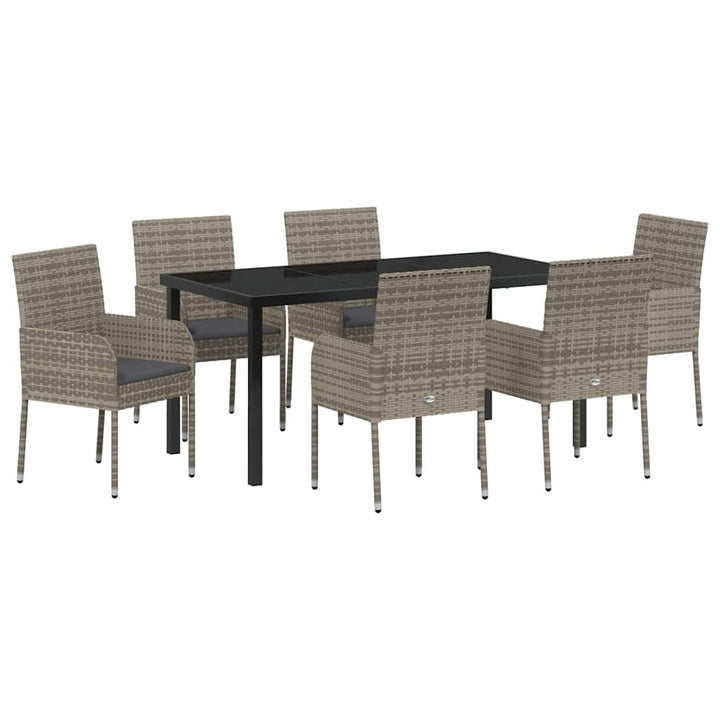 Have Spisebordssæt med pude 7 pcs Grå polyrattan