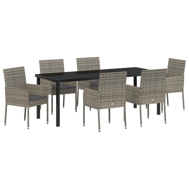 Have Spisebordssæt med pude 7 pcs Grå polyrattan
